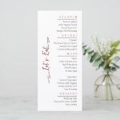 Simple Elegant Noir Moderne Mariage Menu Plat (Debout devant)