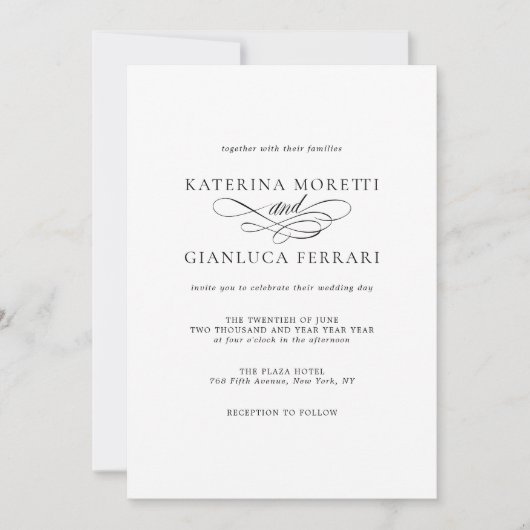 Simple Elegant Photo Wedding Invitation avec RSVP (Devant)