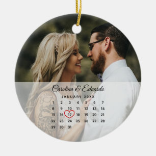 Simple Elegant Photo Wedding Jubileum Agenda Keramisch Ornament