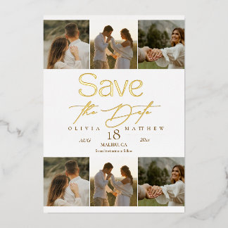 Simple Elegant Photo Wedding Save The Date Folie Uitnodiging