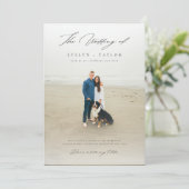 Simple Elegant QR Code Photo Destination Wedding Kaart (Staand voorkant)