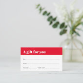 Simple Elegant Red White Beauty Certificat cadeau (Debout devant)