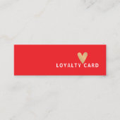 Simple Elegant Red White Faux Gold Heart Klantenkaartje (Voorkant)