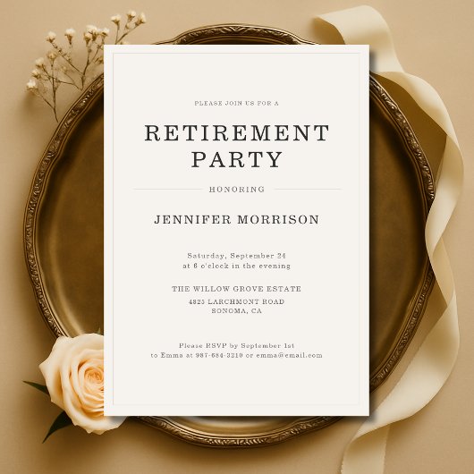 Simple Elegant Retirement Party Kaart