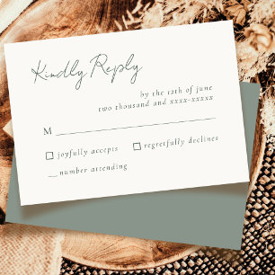 Simple Elégant Sage Vert Mariage RSVP Réponse