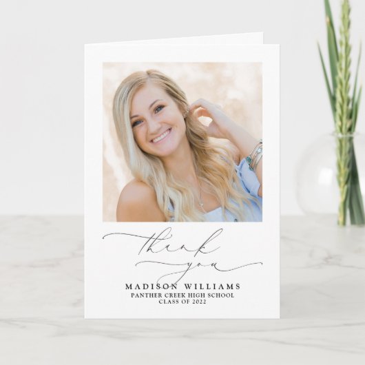 Simple Élégant Script 2 Merci de graduation photo (Devant)