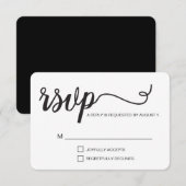 Simple élégant script noir et blanc pour RSVP (Devant / Derrière)