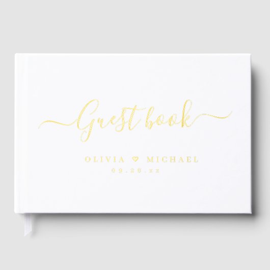 Simple elegant script wedding guest book (Recto)