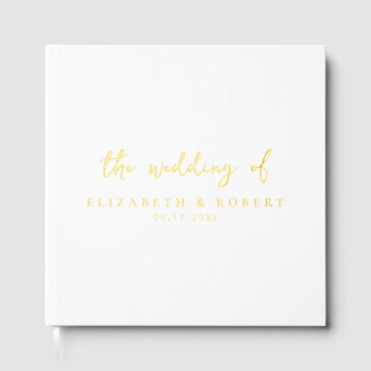 Simple élégant Script White Gold Foil Mariage (Recto)
