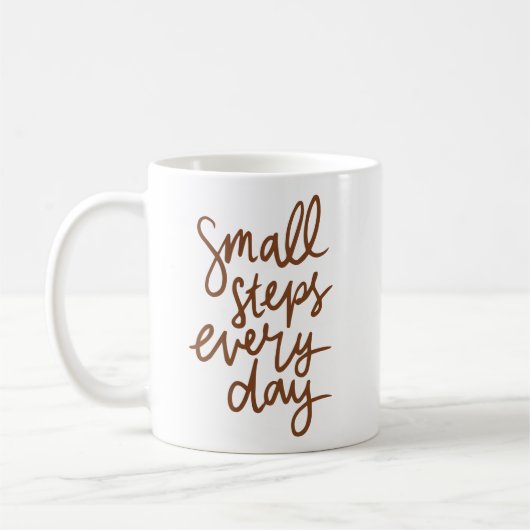 Simple Elegant Small Steps Every Day Handwritten Koffiemok (Links)