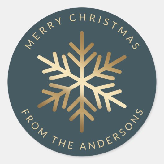 Simple Elegant Snowflake Family Christmas Ronde Sticker (Voorkant)