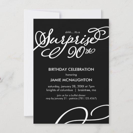 Simple, Elegant Surprise 90e Invitation anniversai (Devant)