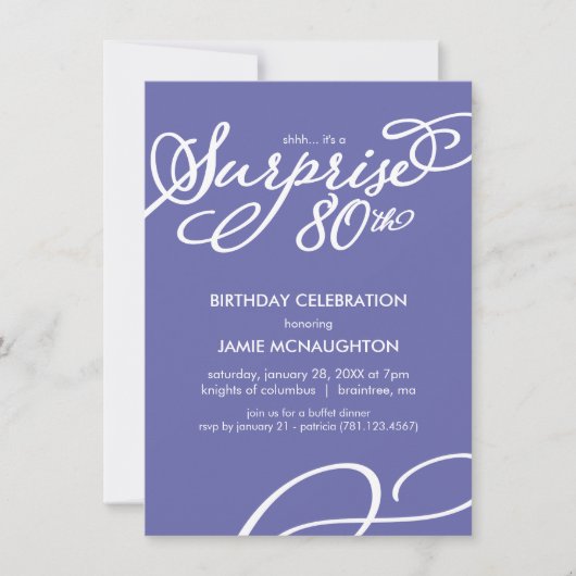 Simple, Elegant Surprise Invitation de 80e anniver (Devant)