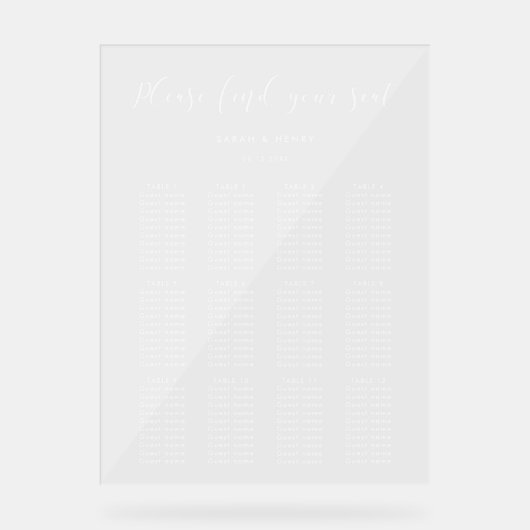 Simple élégant tableau de sièges de mariage clair (Recto)