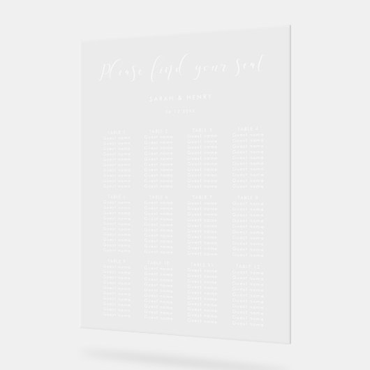 Simple élégant tableau de sièges de mariage clair (Angle)