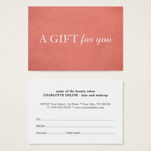 Simple Elegant Texture Rose Beauté CadeauCertifica (Devant & derrière)