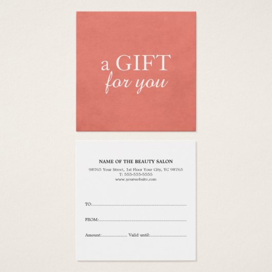 Simple Elegant Texture Rose Beauté CadeauCertifica (Devant & derrière)