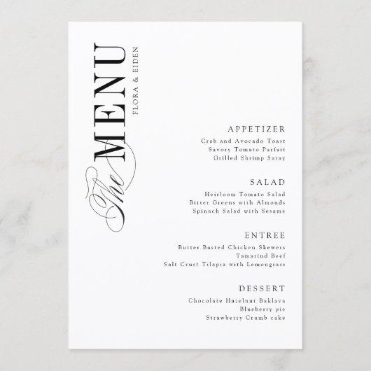 Simple Elegant Timeless Typography Wedding Menu (Voorkant)