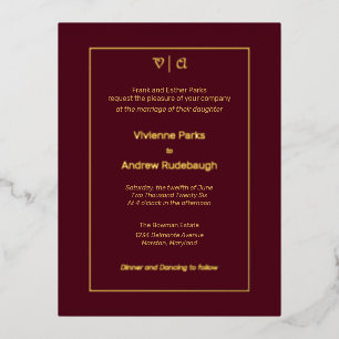 Simple Elegant Touche Bourgogne de Foil Invitation
