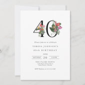 Simple Elégant Tropical Invitation 40e Anniversair (Devant)