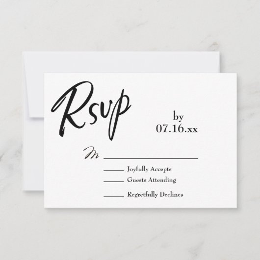 Simple, Élégant, Typographie RSVP Noir & Blanc (Devant)