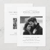 Simple Elegant Typography QR Code Photo Wedding Kaart (Voorkant / Achterkant)