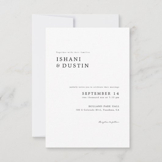 Simple Elegant Typography Wedding Kaart (Voorkant)