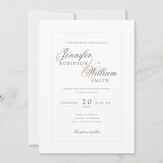 Simple Elegant Weddenschap Blush Script Kaart (Voorkant)