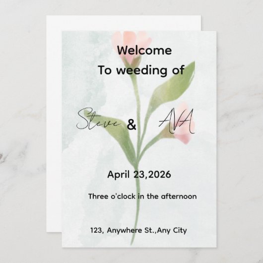 Simple & Elegant Wedding Invitation (Devant / Derrière)