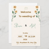 Simple Elegant Wedding Invitation Kaart (Voorkant / Achterkant)