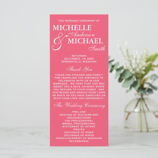 Simple Elegant Wedding Program Programma (Staand voorkant)