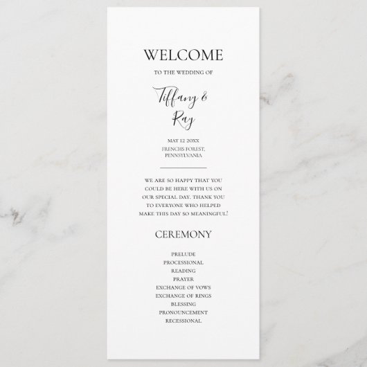 Simple Elegant Wedding Program Programma (Voorkant)