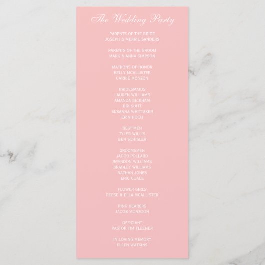 Simple Elegant Wedding Program Programma (Achterkant)