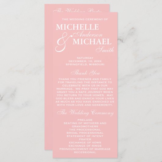 Simple Elegant Wedding Program Programma (Voorkant / Achterkant)