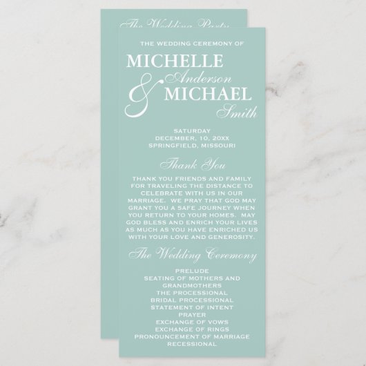 Simple Elegant Wedding Program Programma (Voorkant / Achterkant)