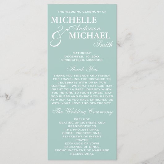 Simple Elegant Wedding Program Programma (Voorkant)