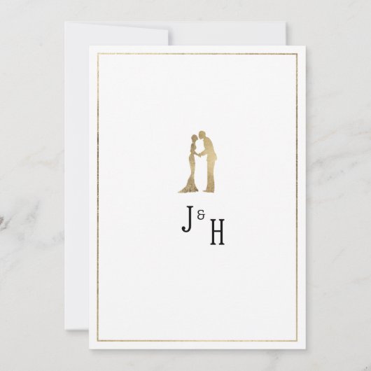 Simple elegant white and gold rings Save the Date Kaart (Achterkant)