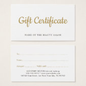 Simple Elegant White Faux Gold Beauty Carte cadeau (Devant & derrière)