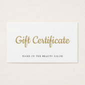 Simple Elegant White Faux Gold Beauty Carte cadeau (Devant)