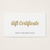 Simple Elegant White Faux Gold Beauty Carte cadeau (Devant)