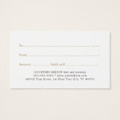 Simple Elegant White Faux Gold Beauty Carte cadeau (Dos)