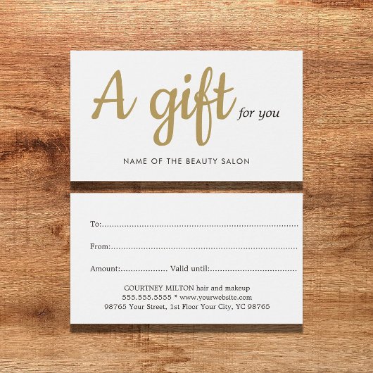 Simple Elegant White Faux Gold Beauty Gift card