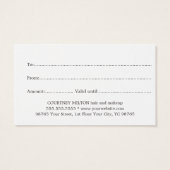 Simple Elegant White Faux Gold Beauty Gift card (Dos)