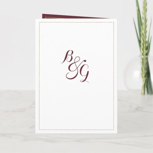 Simple elegant white gold burgundy Program Programma (Achterkant)