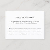 Simple Elegant White Rose certificat cadeau beauté (Dos)