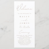 Simple Elegant White & Taupe Wedding Program Menu (Voorkant)