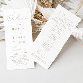 Simple Elegant White & Taupe Wedding Program Menu