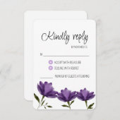Simple élégante aquarelle rustique violet RSVP (Devant / Derrière)