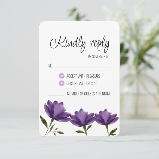 Simple élégante aquarelle rustique violet RSVP (Debout devant)