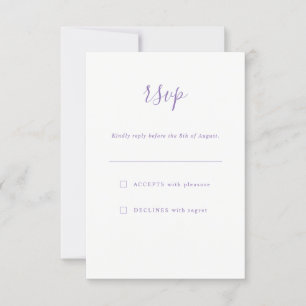 Simple élégante Lavande violet mariage RSVP
